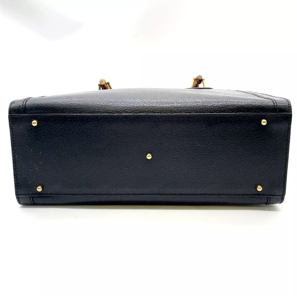 Vintage Gucci Bamboo Black Leather HandBag “Diana bag” inside is clean - Picture 7 of 17